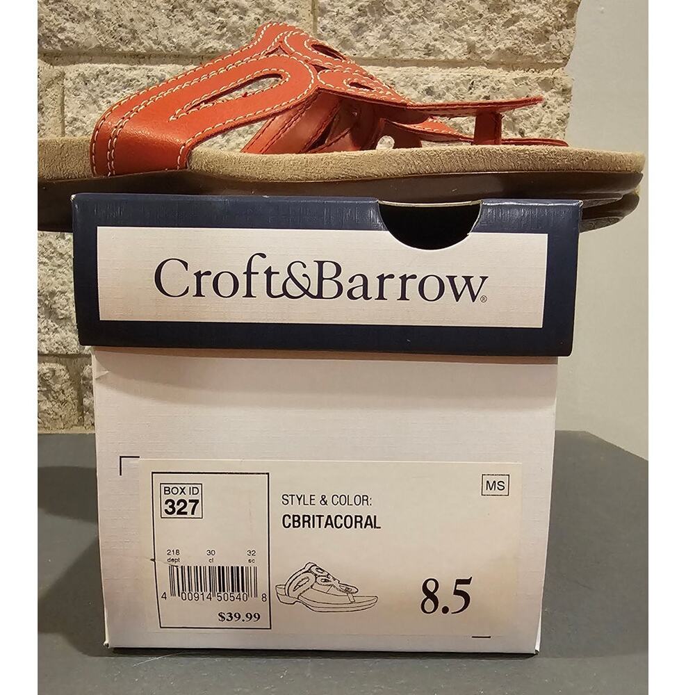 CROFT & BARROW Rita Coral Slide On Thong Sandals Size 8.5. New with box - Picture 2 of 7